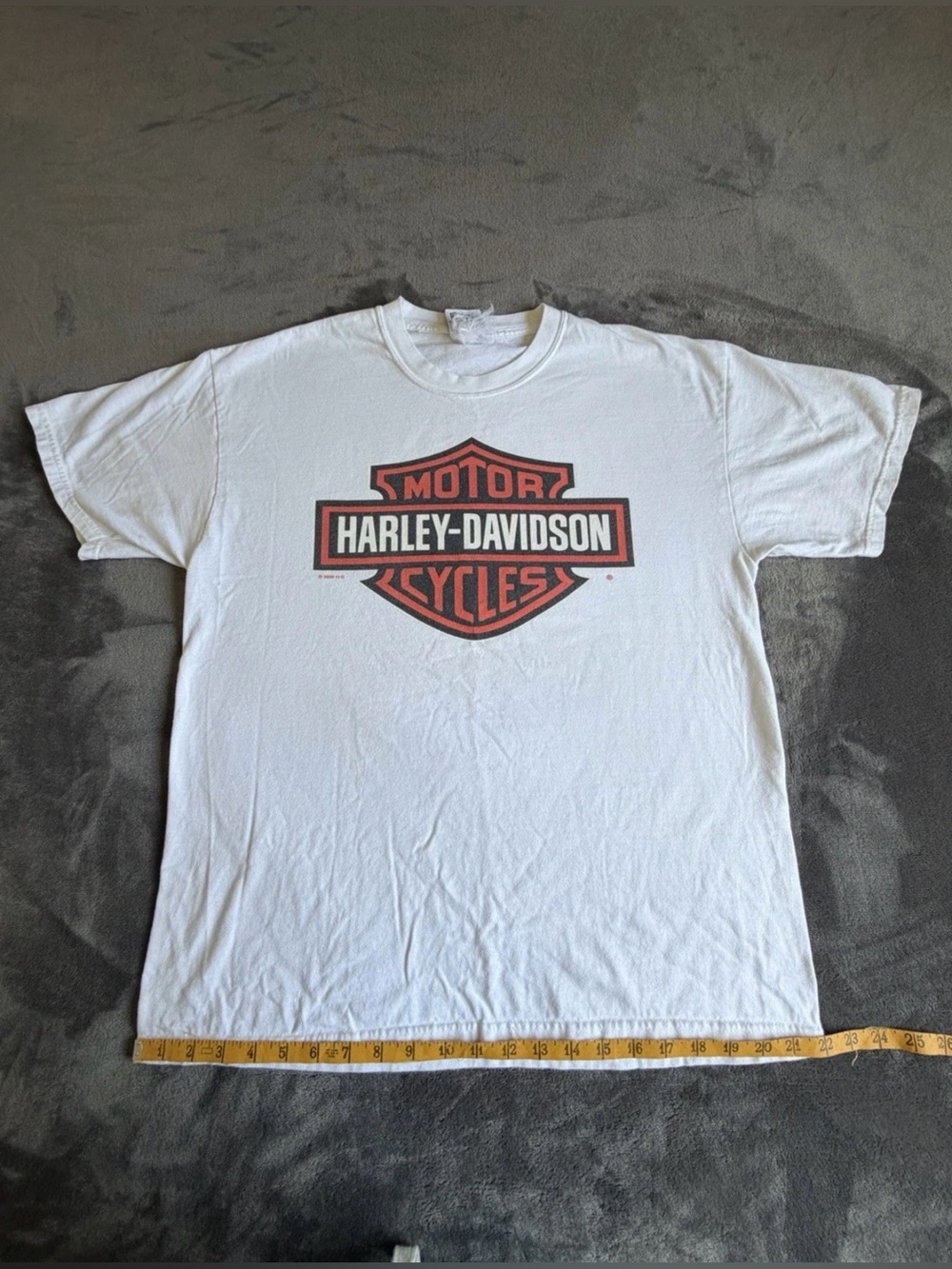 Harley-Davidson White Short Sleeve Tee with Orange & Black Shield Logo size L